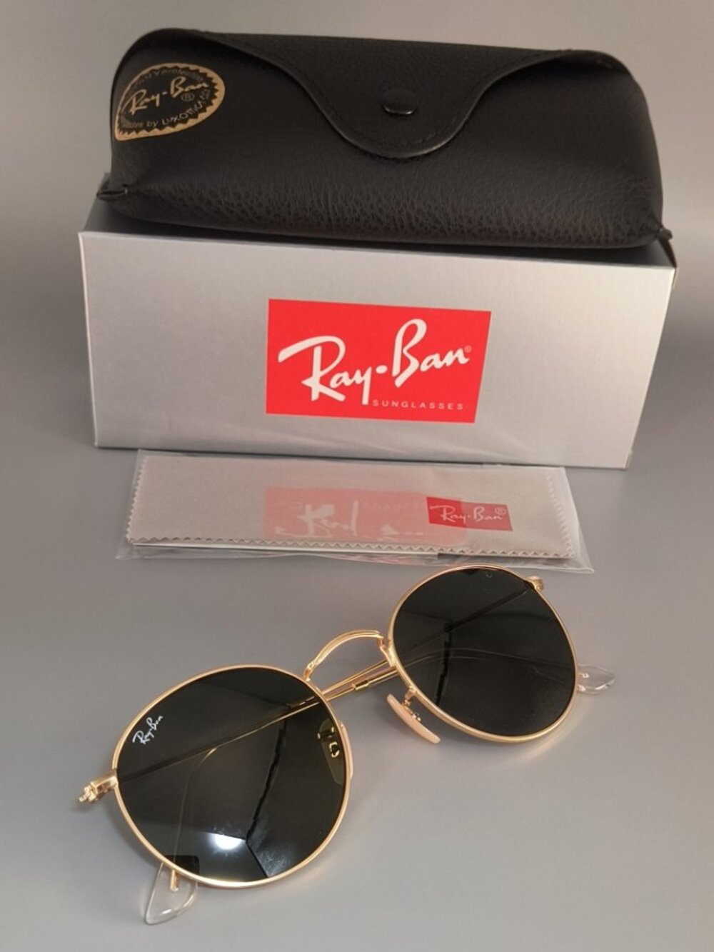 NEW Ray-Ban Classic Round RB3447 Gold Frame Gray Green Lens 50-21 Sunglasses
